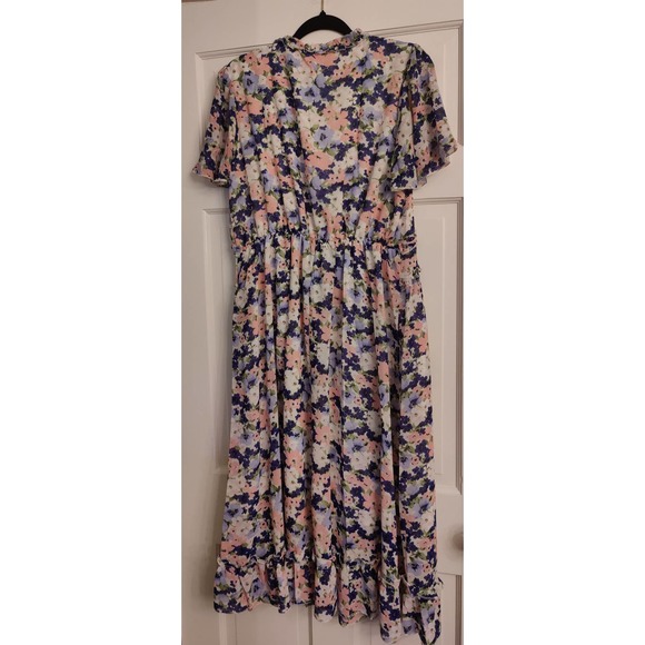 Raikamitu Floral Summer Dress V Neck Flowing NWT Sz L - Picture 2 of 5